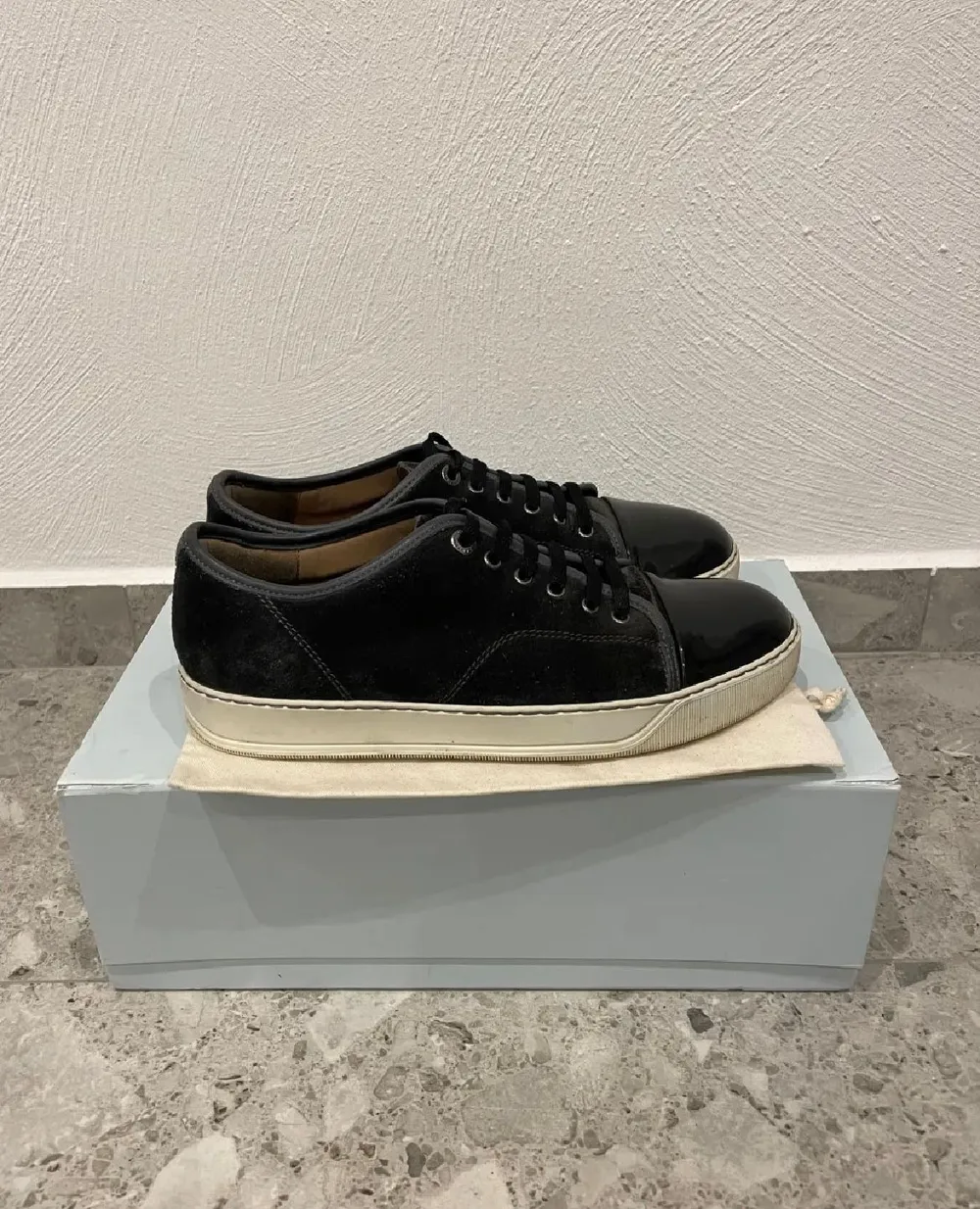 Lanvin Suede & Patent Low-Top