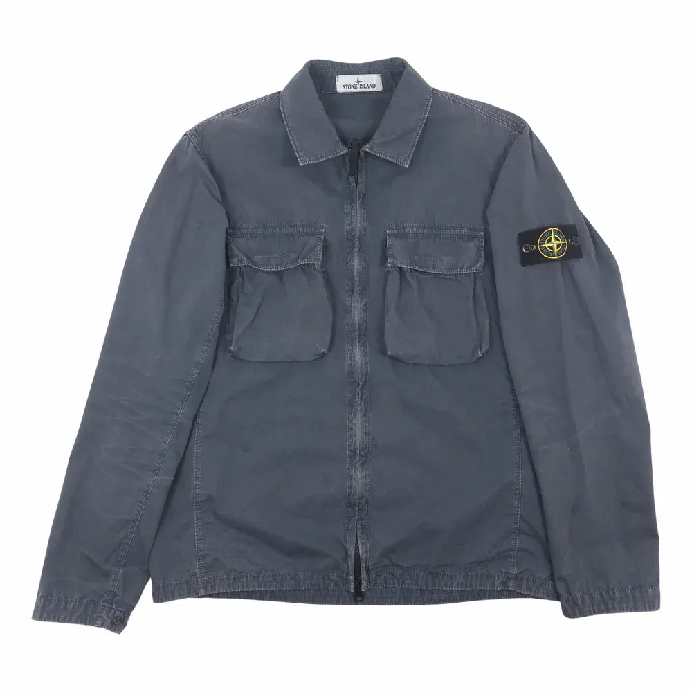 STONE ISLAND Brushed Cotton Canvas 'Old' Effect Overshirt