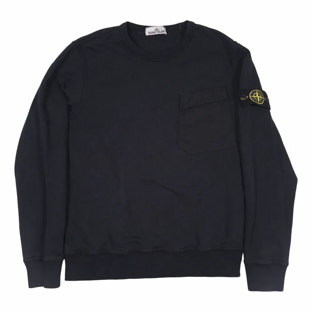 STONE ISLAND Garment Dyed Pocket Crewneck Sweatshirt
