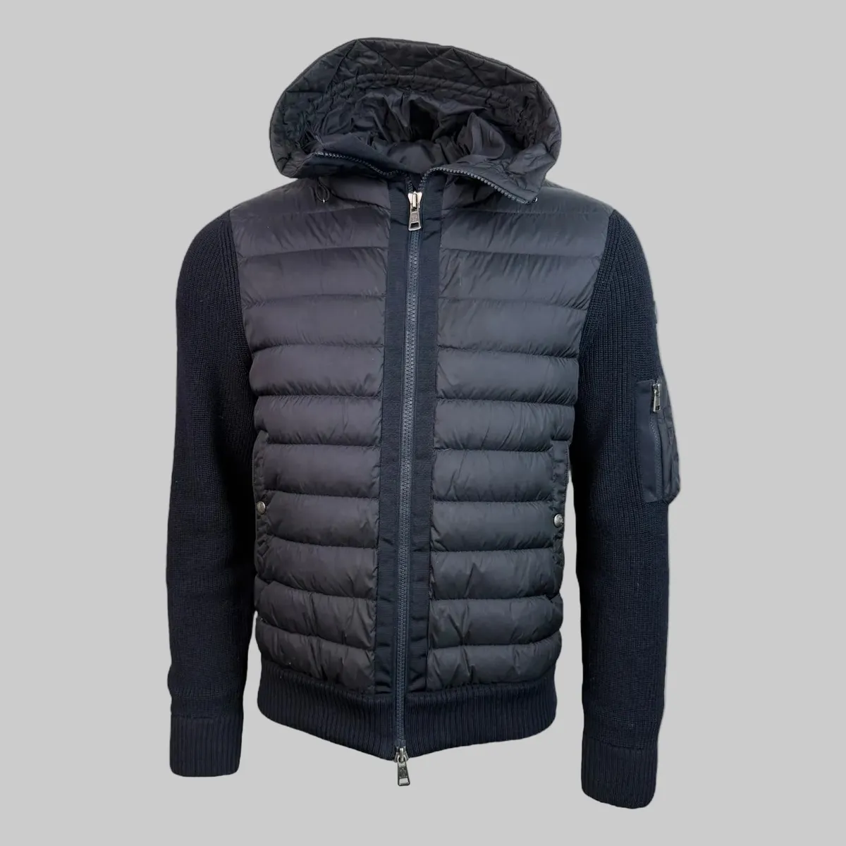 MONCLER Tricot Hooded Down Cardigan