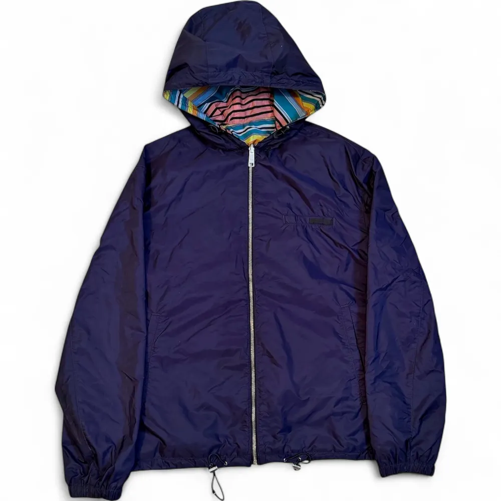 PRADA Reversible Striped Rubber Logo Jacket